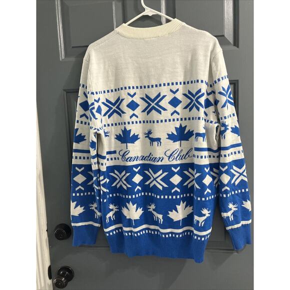 Canadian Club sweater jumper mens Large blue white whisky turtleneck pullover - Picture 4 of 8